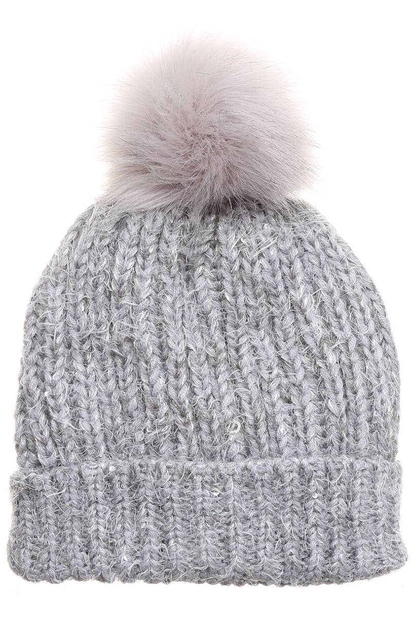 Cable Knit Sherpa Lined Beanie Hat