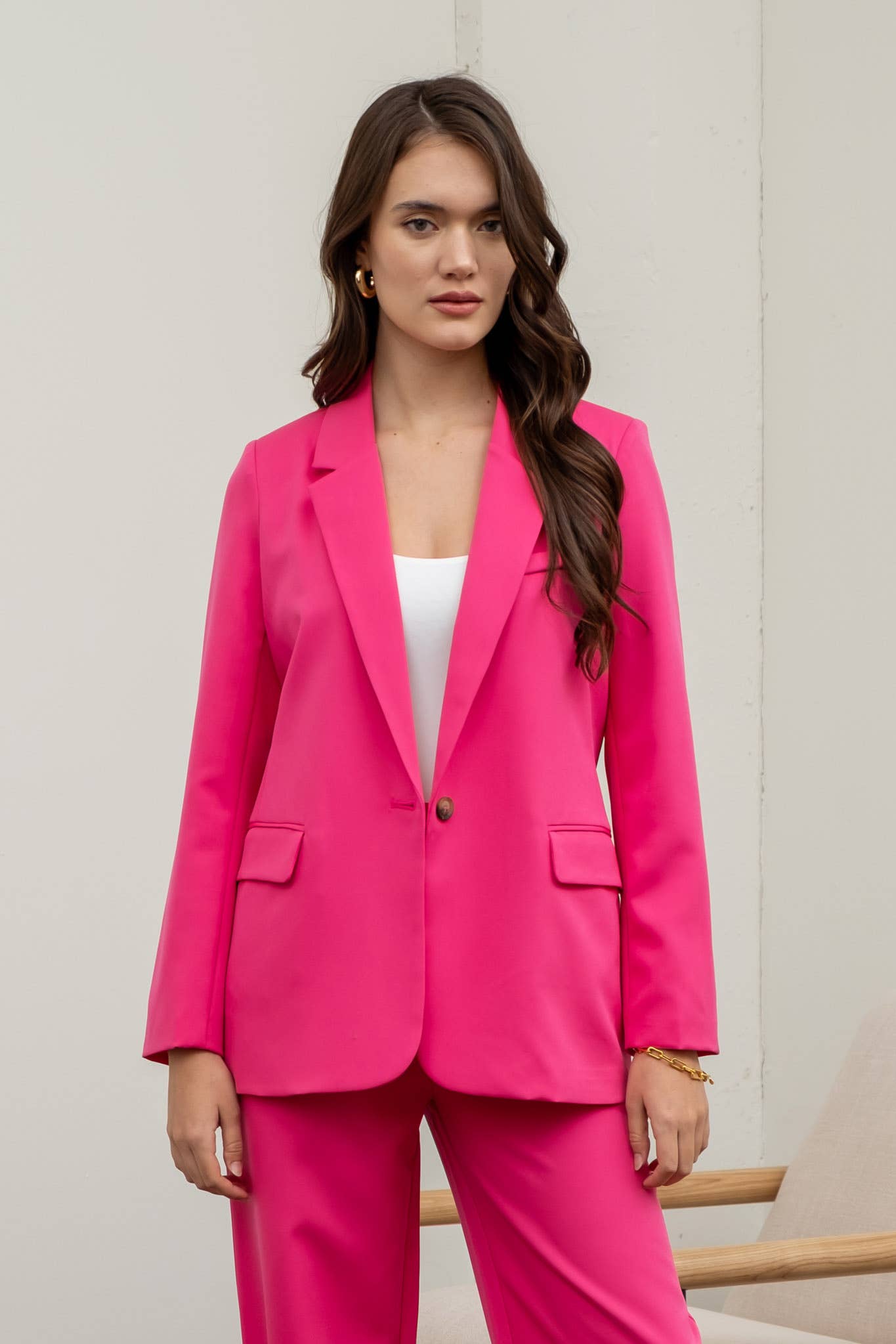 SOLID LONG SLEEVE BLAZER