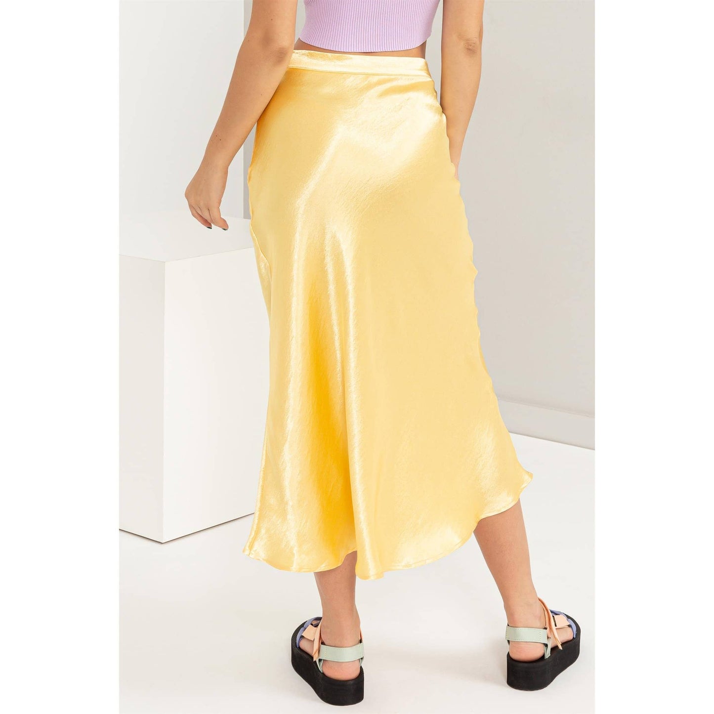 Spring Satin Midi Skirt