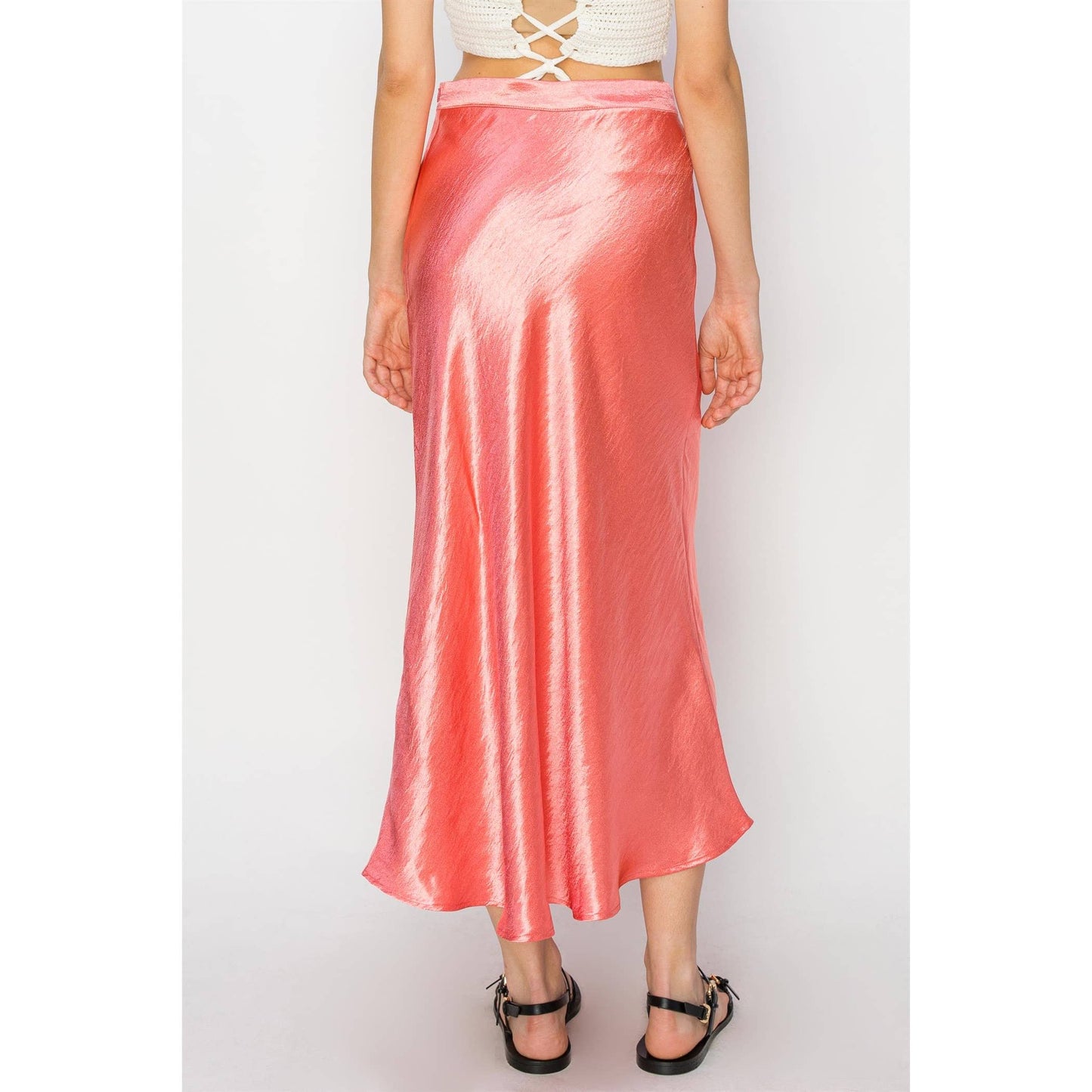 Spring Satin Midi Skirt
