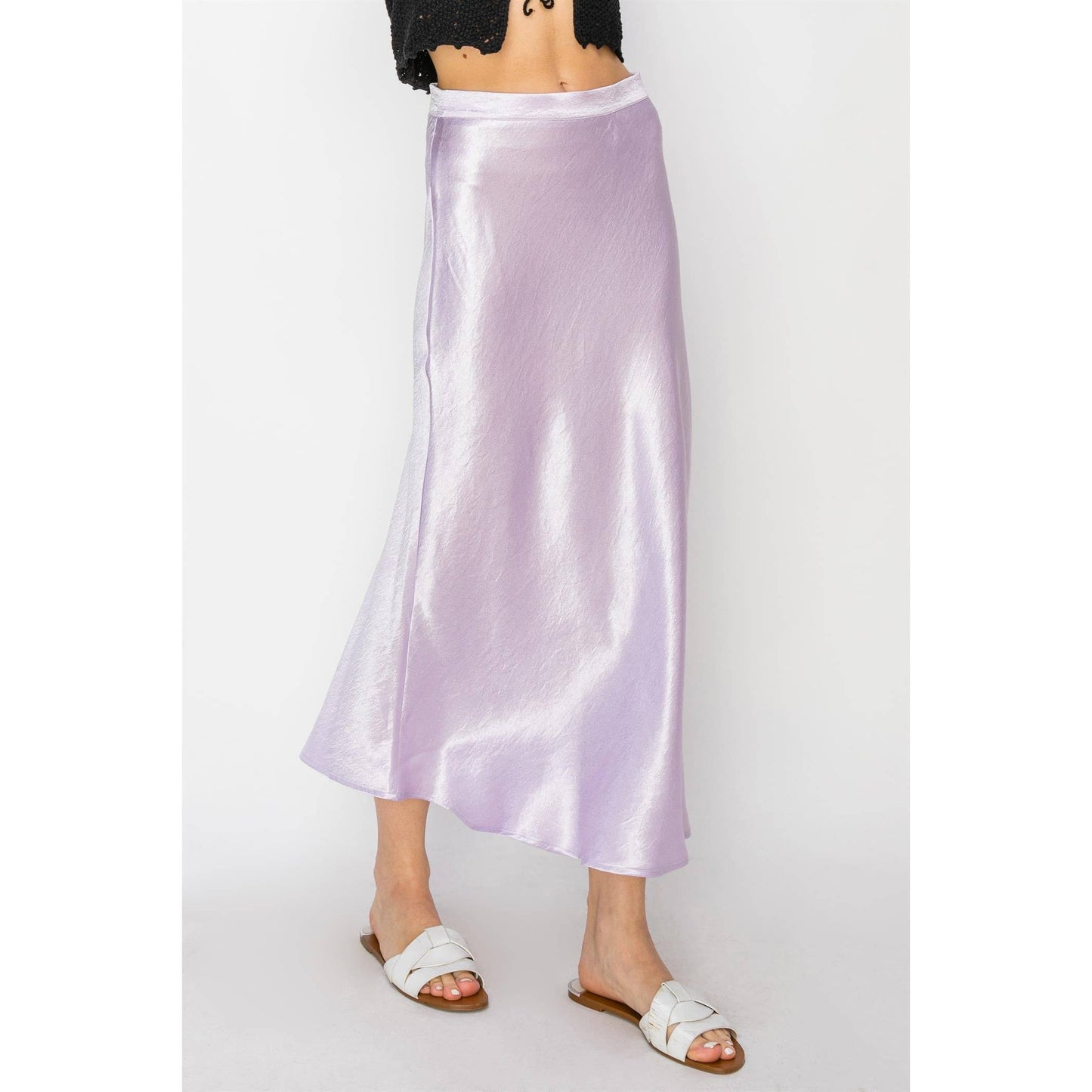 Spring Satin Midi Skirt
