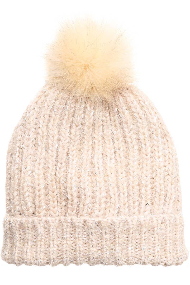 Cable Knit Sherpa Lined Beanie Hat