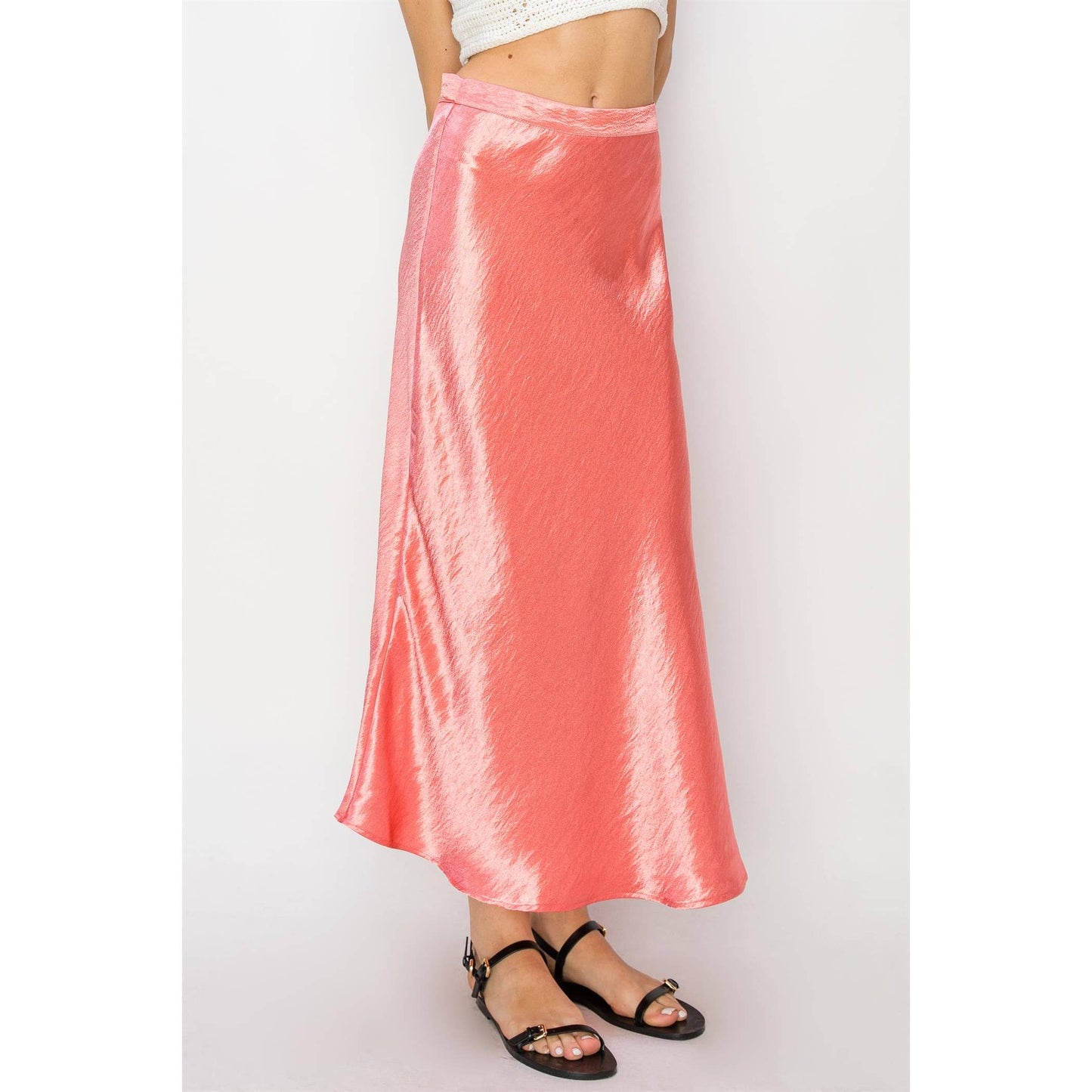 Spring Satin Midi Skirt