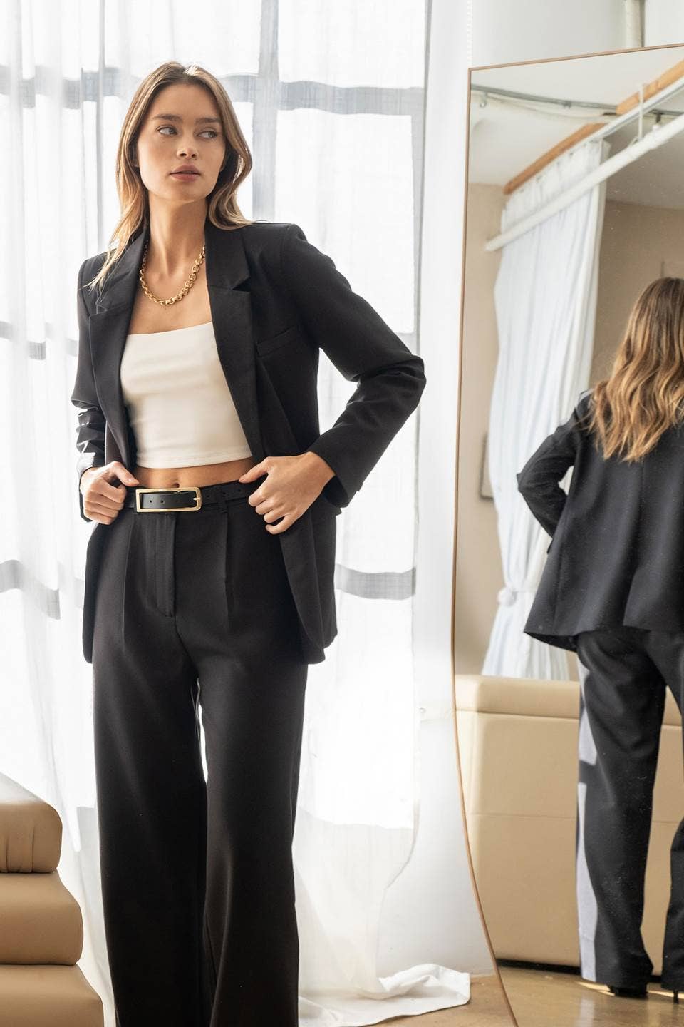 SOLID LONG SLEEVE BLAZER