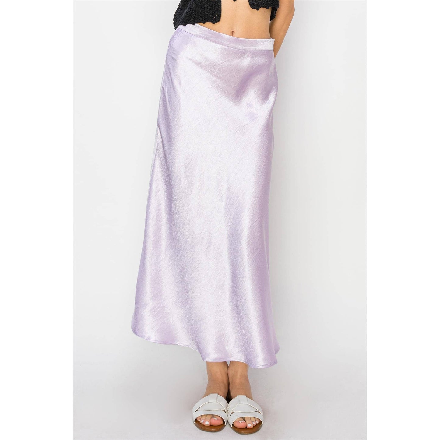 Spring Satin Midi Skirt