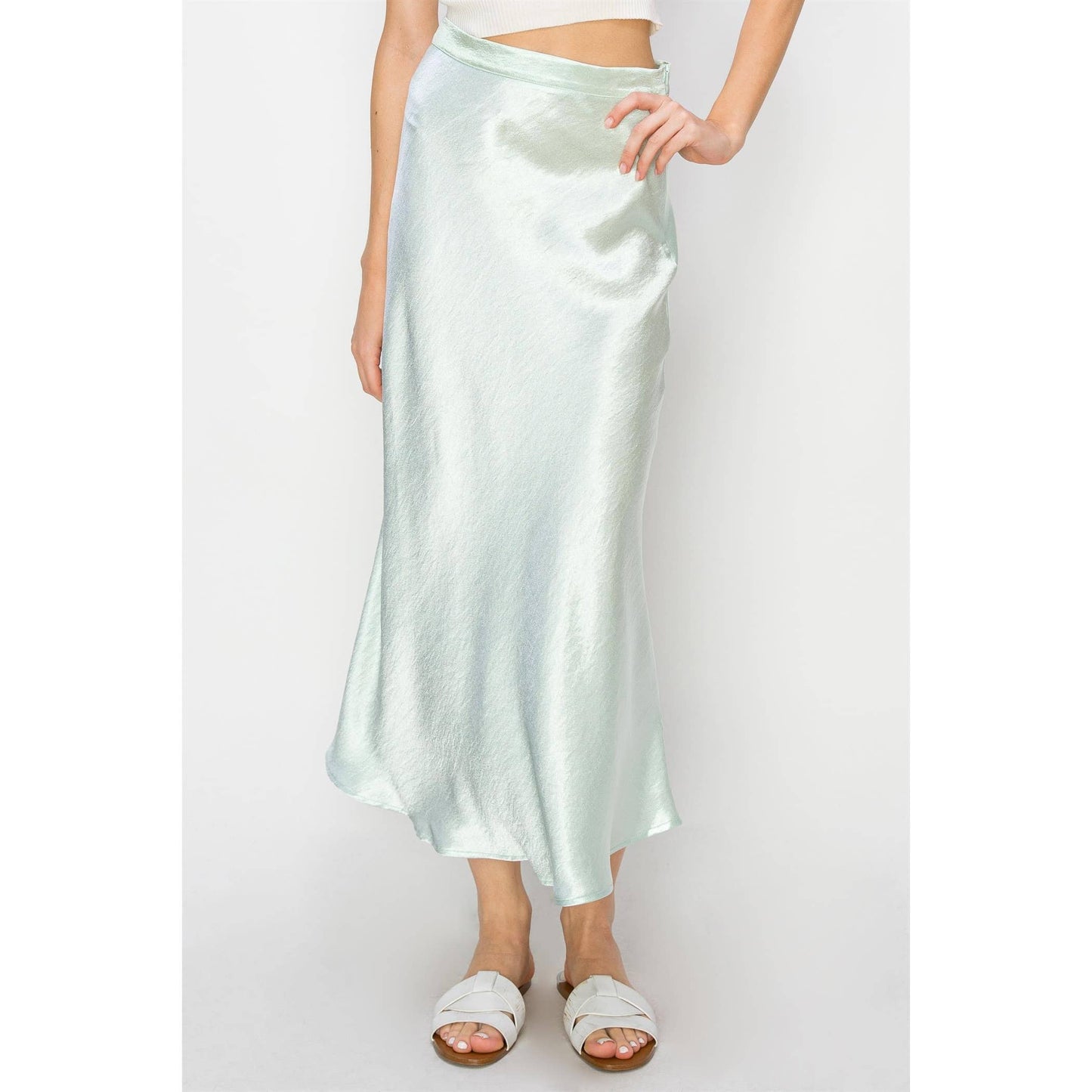 Spring Satin Midi Skirt