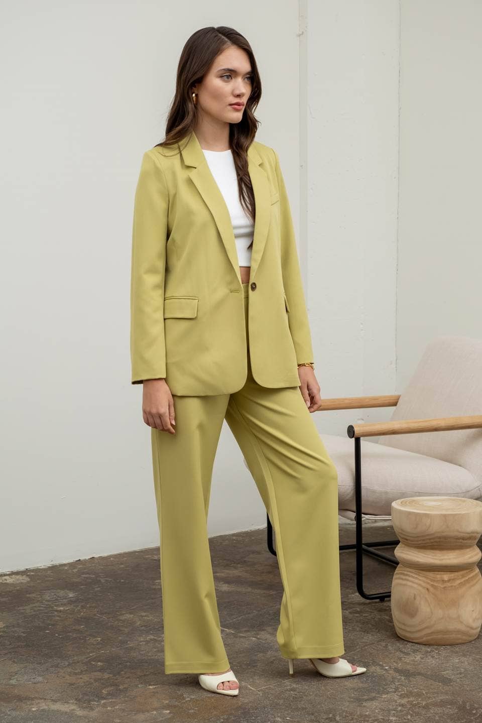 SOLID LONG SLEEVE BLAZER