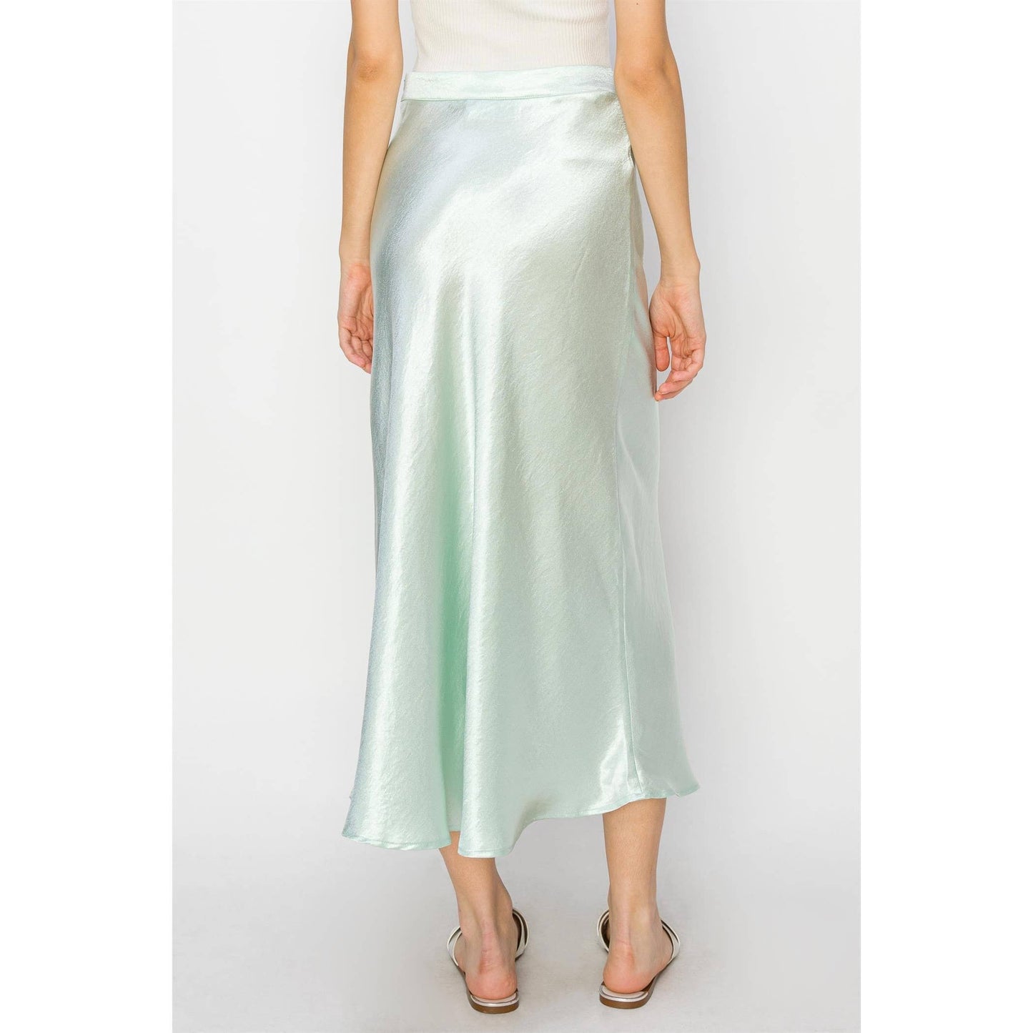 Spring Satin Midi Skirt