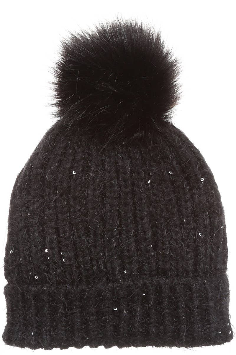 Cable Knit Sherpa Lined Beanie Hat