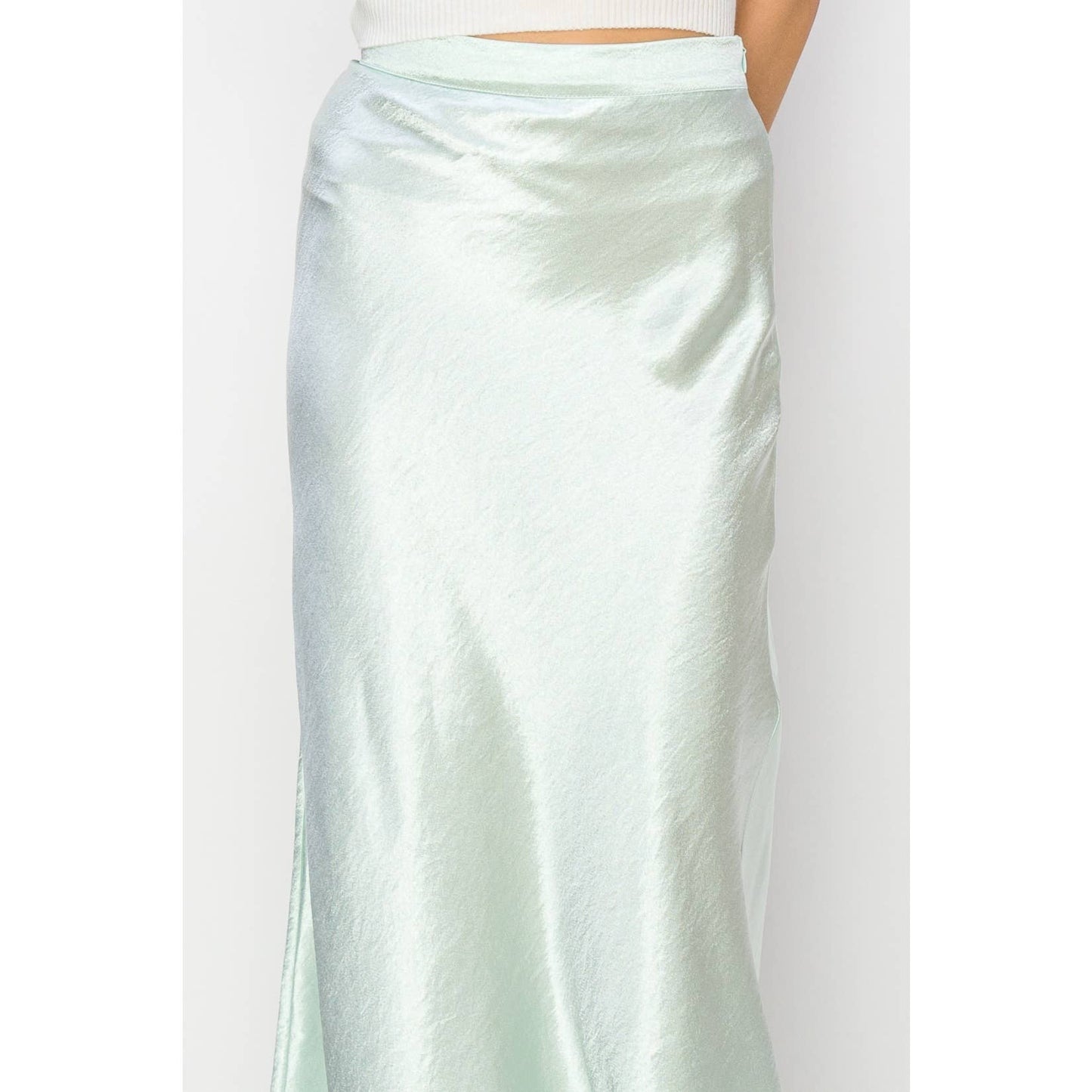 Spring Satin Midi Skirt
