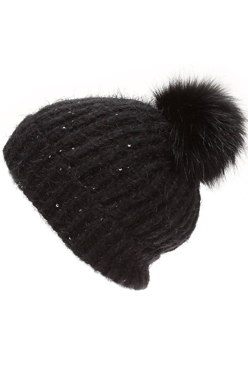 Cable Knit Sherpa Lined Beanie Hat