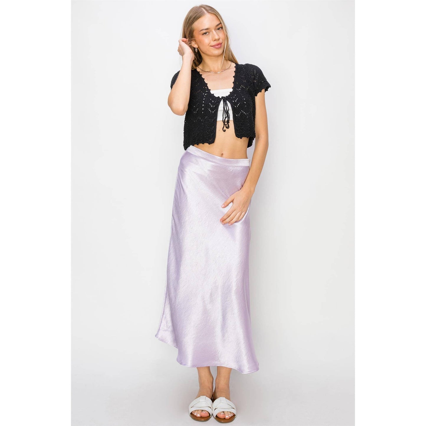 Spring Satin Midi Skirt