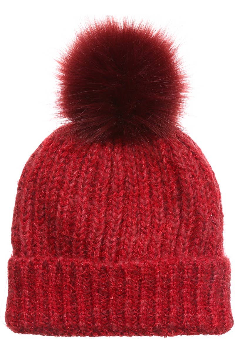 Cable Knit Sherpa Lined Beanie Hat