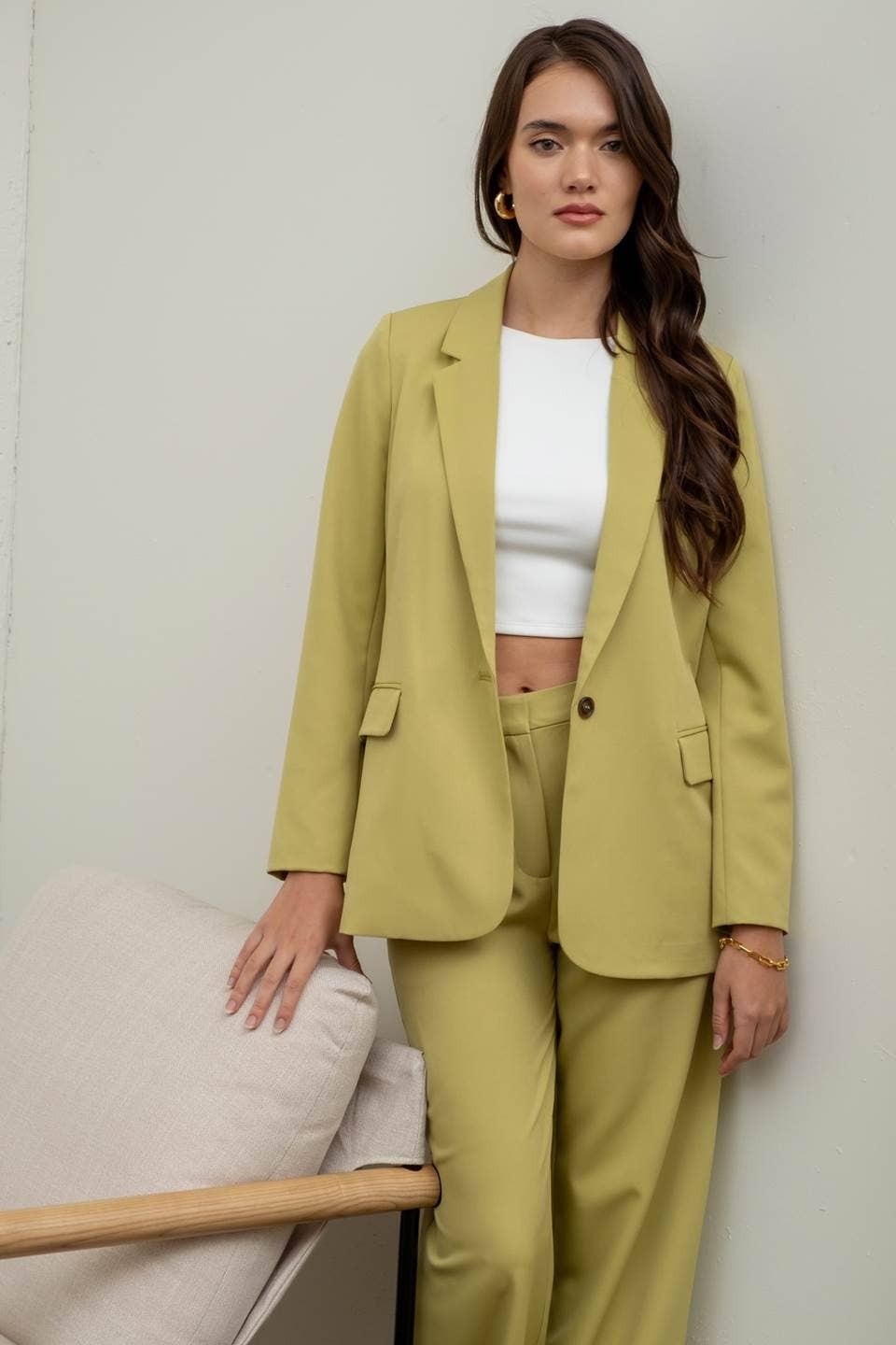 SOLID LONG SLEEVE BLAZER