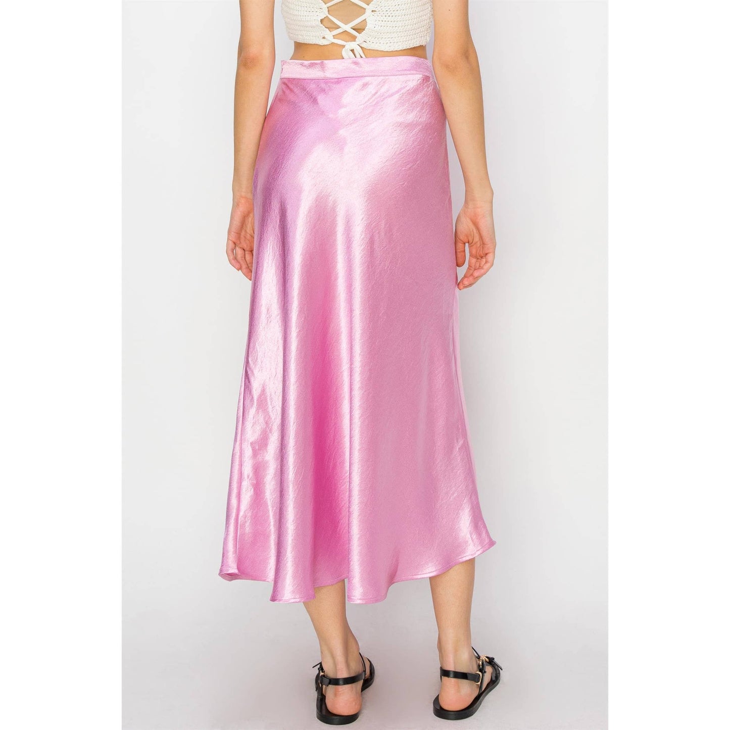 Spring Satin Midi Skirt