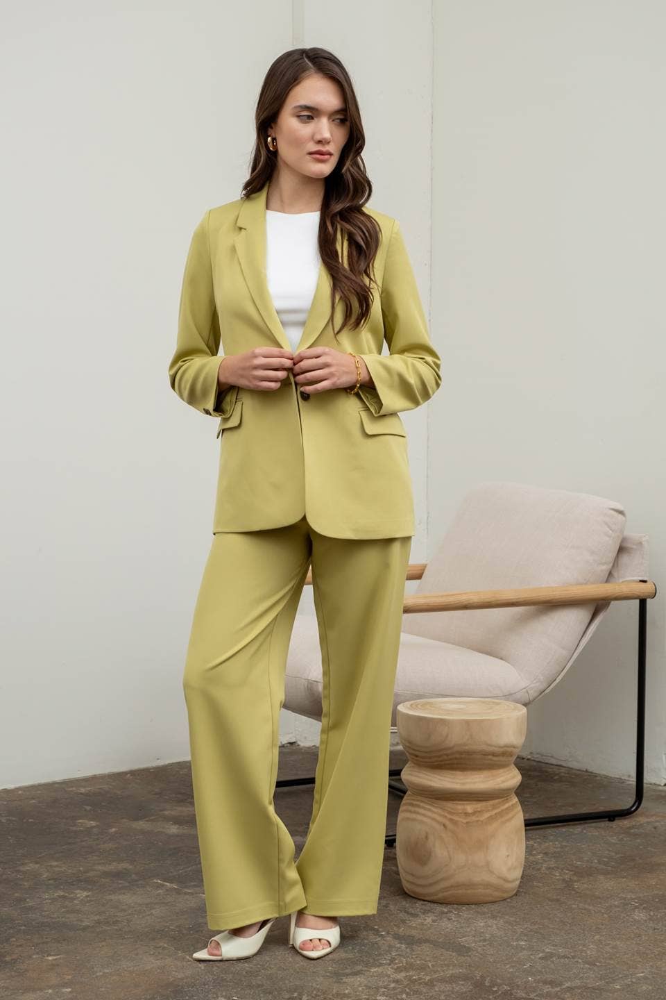 SOLID LONG SLEEVE BLAZER