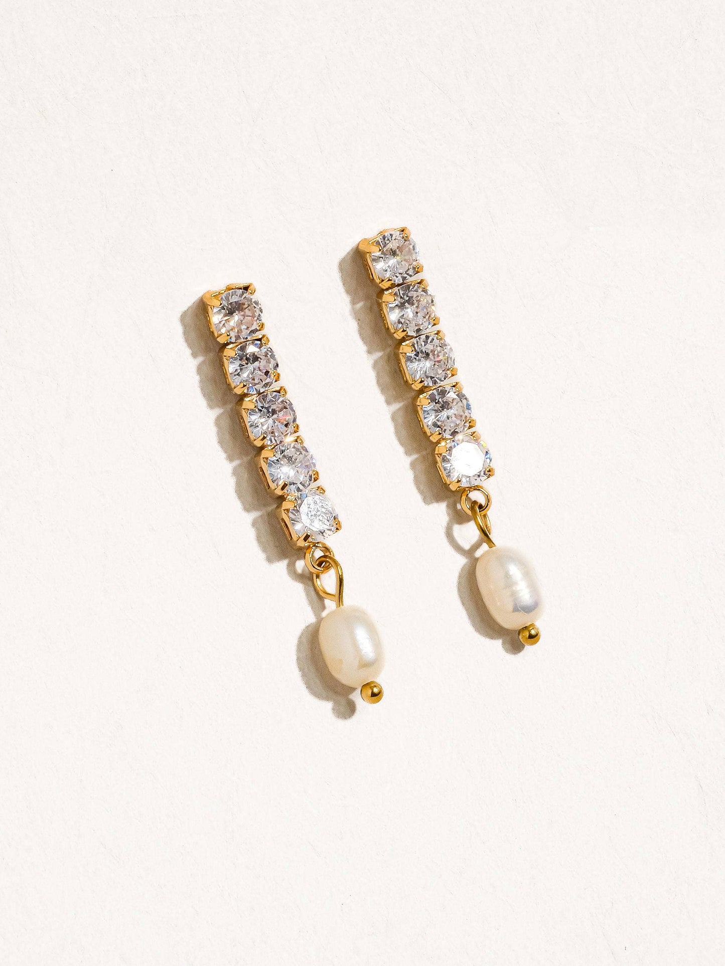 18K Gold Non-Tarnish CZ Pearl Drop Earring