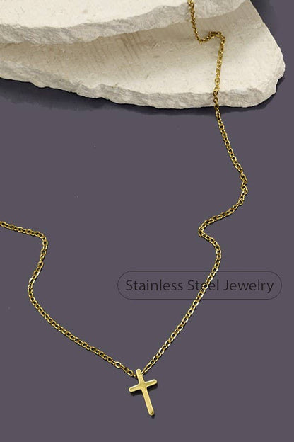18K STAINLESS STEEL TARNISH FREE CROSS NECKLACE