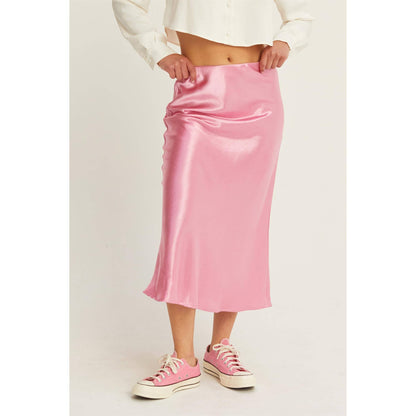 HIGH-WAISTED SATIN MIDI SKIRT