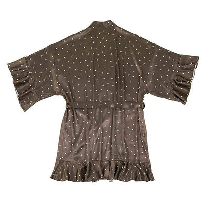 Ruffled Satin Robe - Hearts