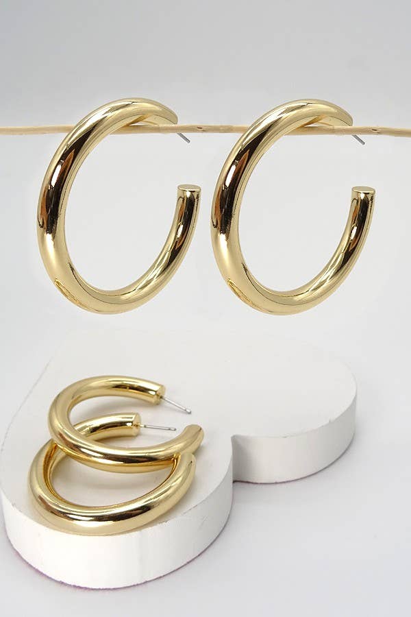 CHUNKY HOOP EARRING  SILVER| 71E1072