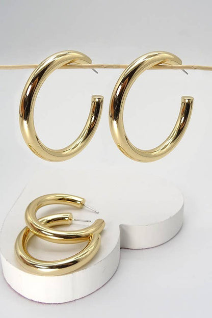 CHUNKY HOOP EARRING  SILVER| 71E1072