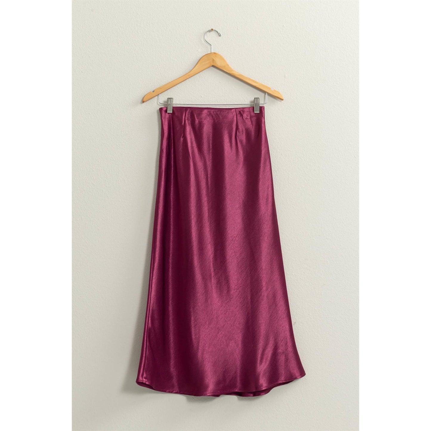 HIGH-WAISTED SATIN MIDI SKIRT