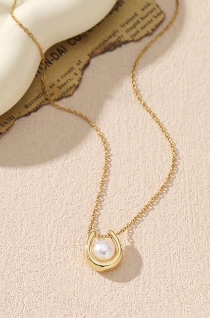 NON-TARNISH PEARL U NECKLACE | 40NK327