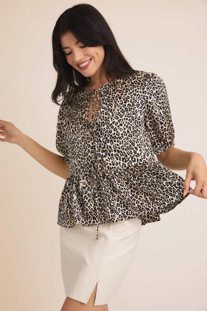 FRONT TIES HALF SLEEVE TOP