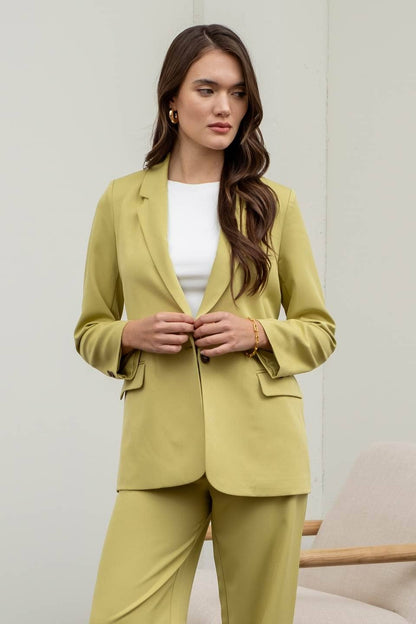 SOLID LONG SLEEVE BLAZER
