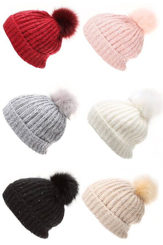 Cable Knit Sherpa Lined Beanie Hat