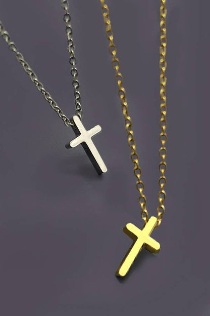 18K STAINLESS STEEL TARNISH FREE CROSS NECKLACE