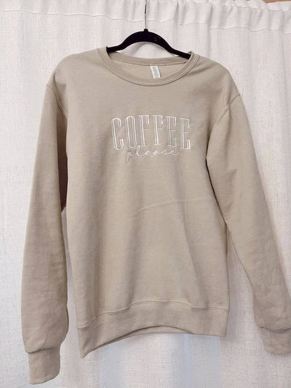 Embroidered Coffee Please Sweatshirt