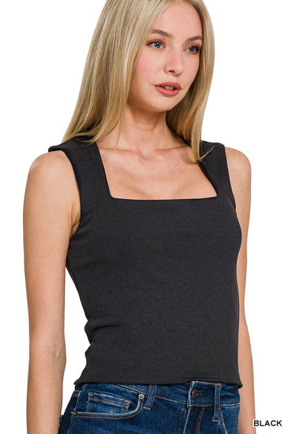 SEAMLESS DOUBLE LAYERED SQUARE NECK TANK