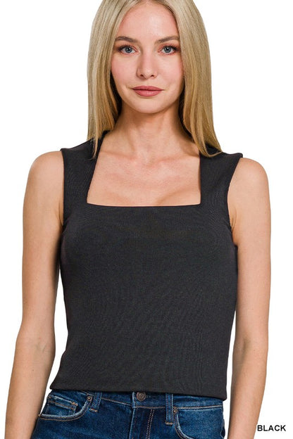 SEAMLESS DOUBLE LAYERED SQUARE NECK TANK