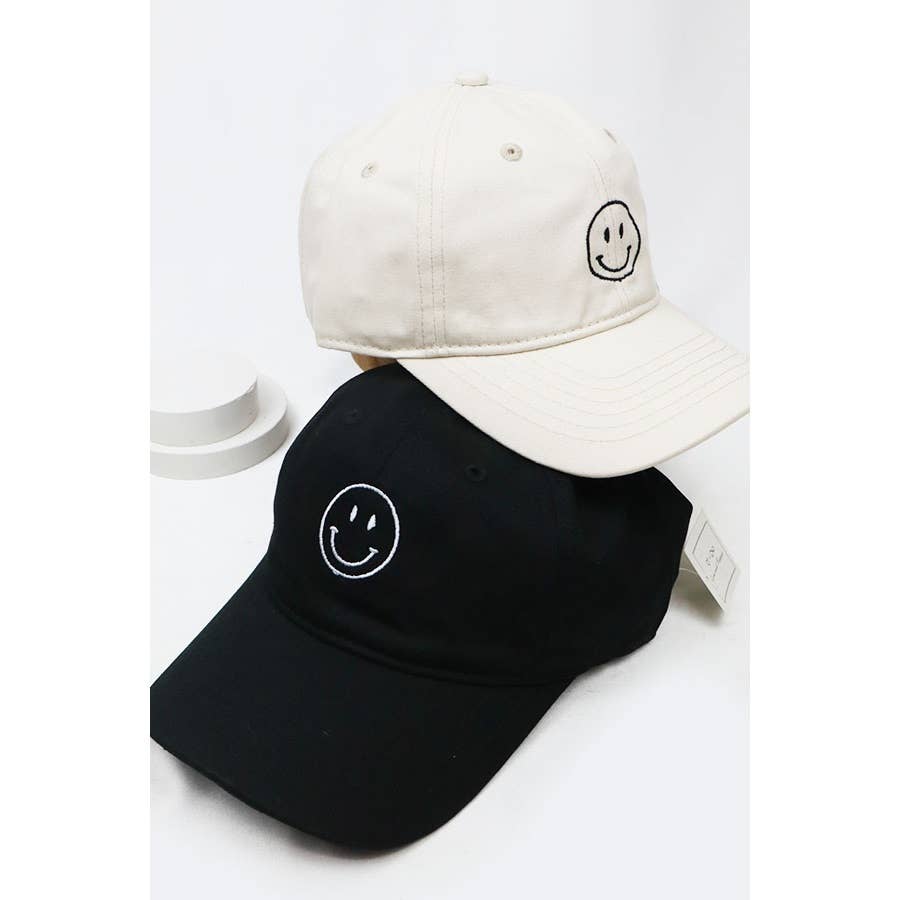 Smiley Face Embroidered Baseball Cap