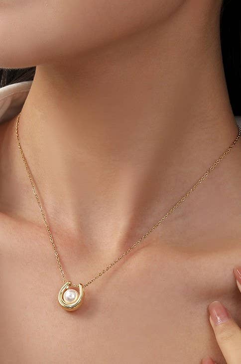 NON-TARNISH PEARL U NECKLACE | 40NK327