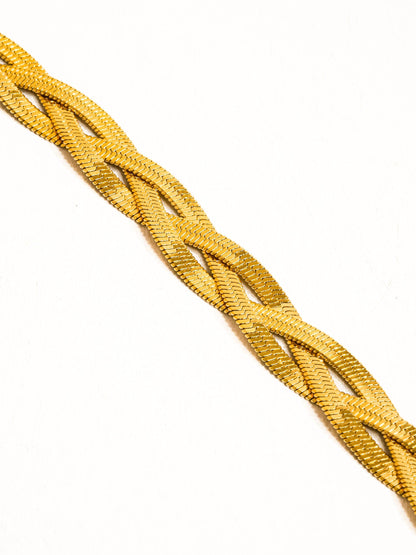 18K Gold Non-Tarnish Braided Chain Bracelet