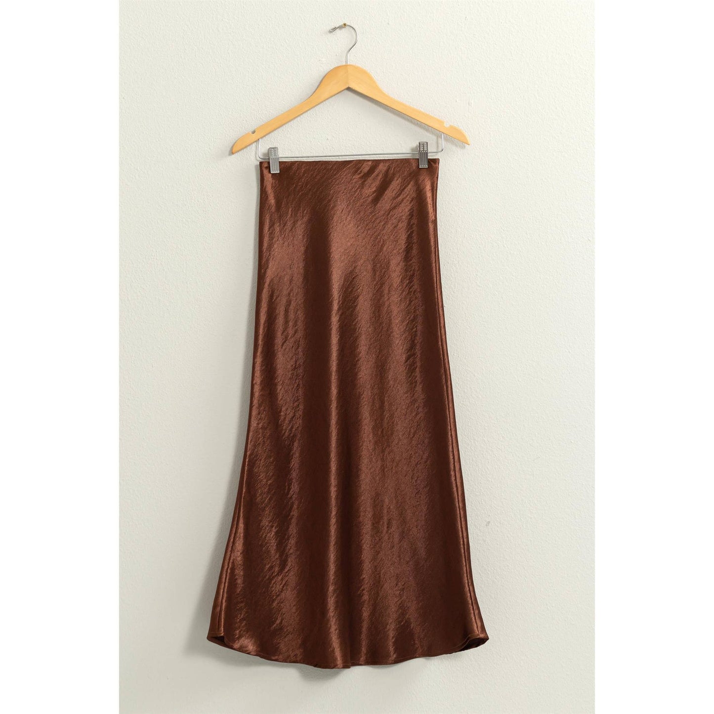 HIGH-WAISTED SATIN MIDI SKIRT