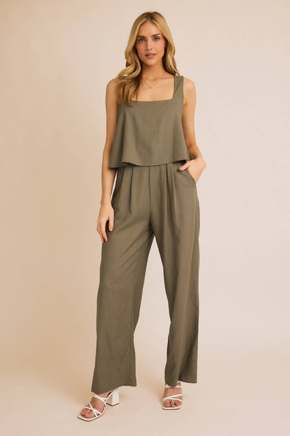 LINEN SLEEVELESS JUMPSUIT