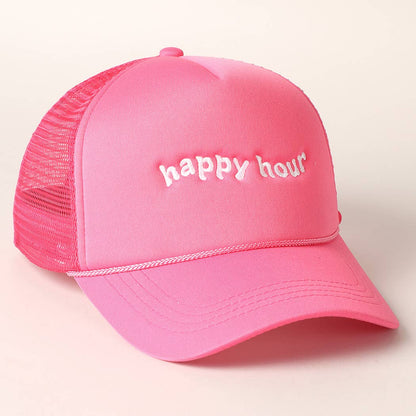 Happy Hour Embroidered Trucker Cap
