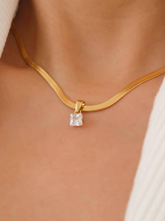 18K Gold Non-Tarnish CZ Snake Chain Necklace