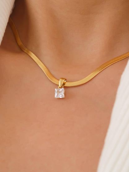 18K Gold Non-Tarnish CZ Snake Chain Necklace