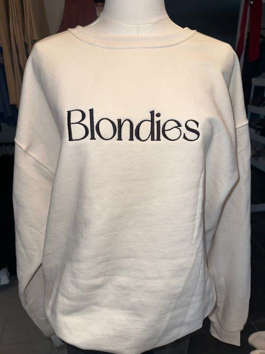 Blondies Black Embroidered Crewneck