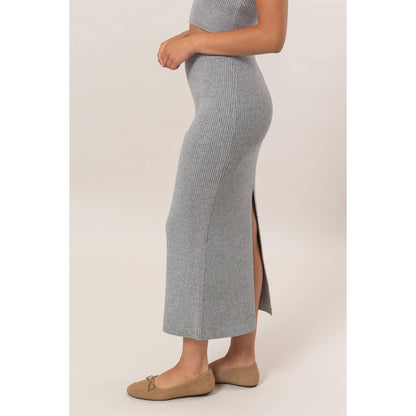 DZ24G108-Ribbed Knit Midi Skirt
