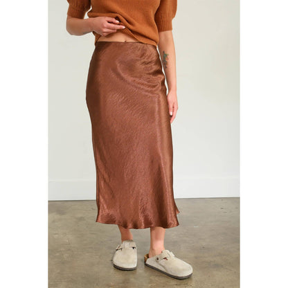 HIGH-WAISTED SATIN MIDI SKIRT