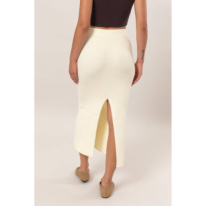 DZ24G108-Ribbed Knit Midi Skirt
