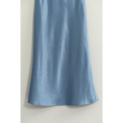 HIGH-WAISTED SATIN MIDI SKIRT