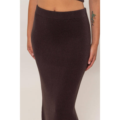 DZ24G108-Ribbed Knit Midi Skirt
