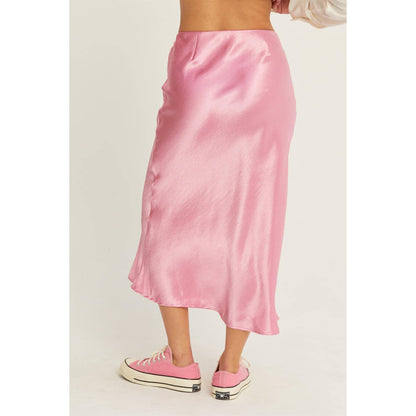 HIGH-WAISTED SATIN MIDI SKIRT